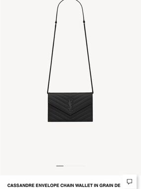 Saint Laurent Cassandre Envelope Chain Wallet in Black Quilted Leather